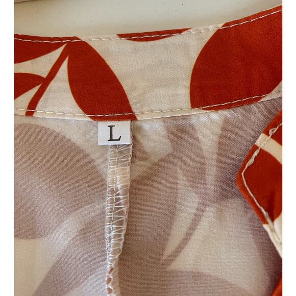 Summer tiered dress size large orange on cream botanical - Picture 2 of 8